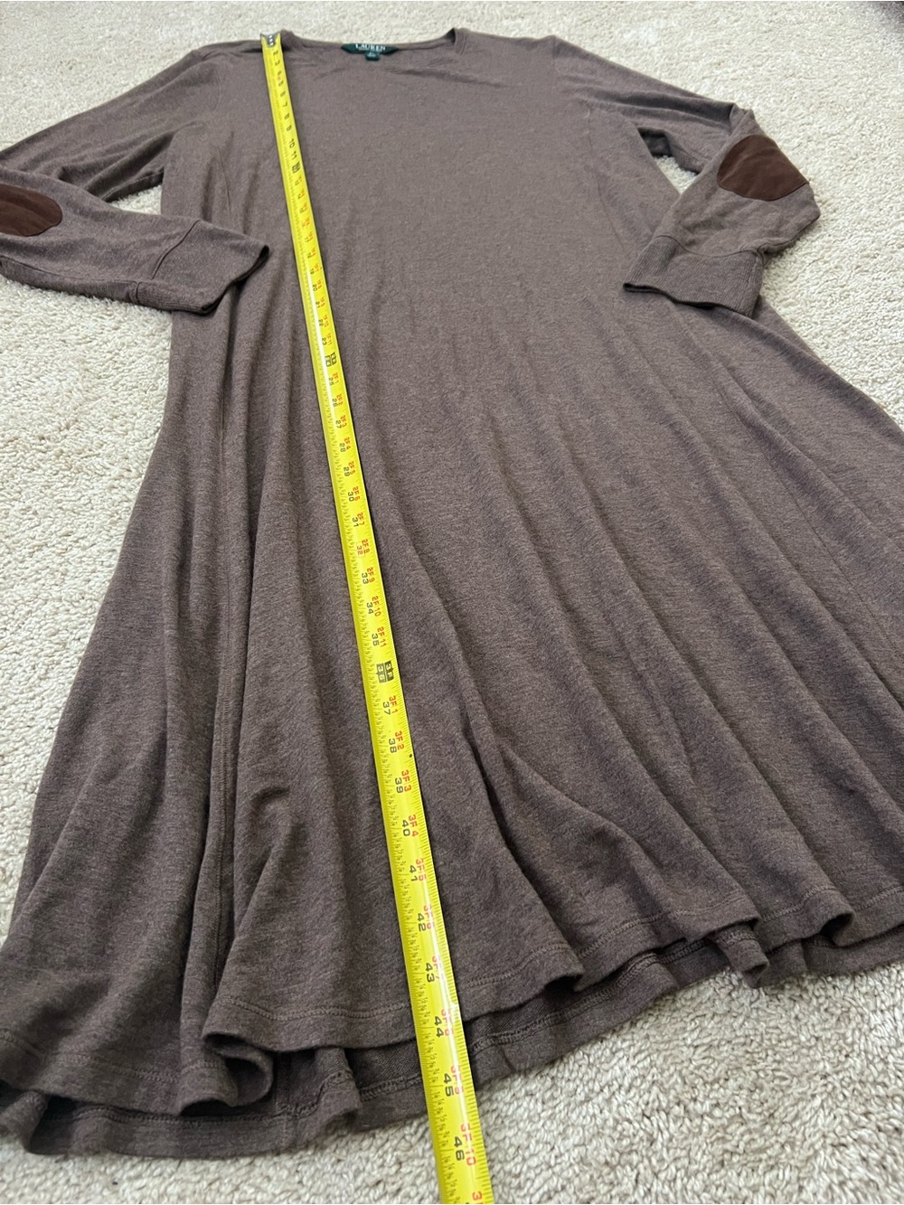 Lauren Ralph Lauren Sweater Dress Size 2X Brown Long Sleeve Crewneck A-Line - Picture 4 of 5